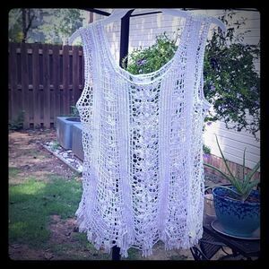 Love J White/cream Crochet Tank Top